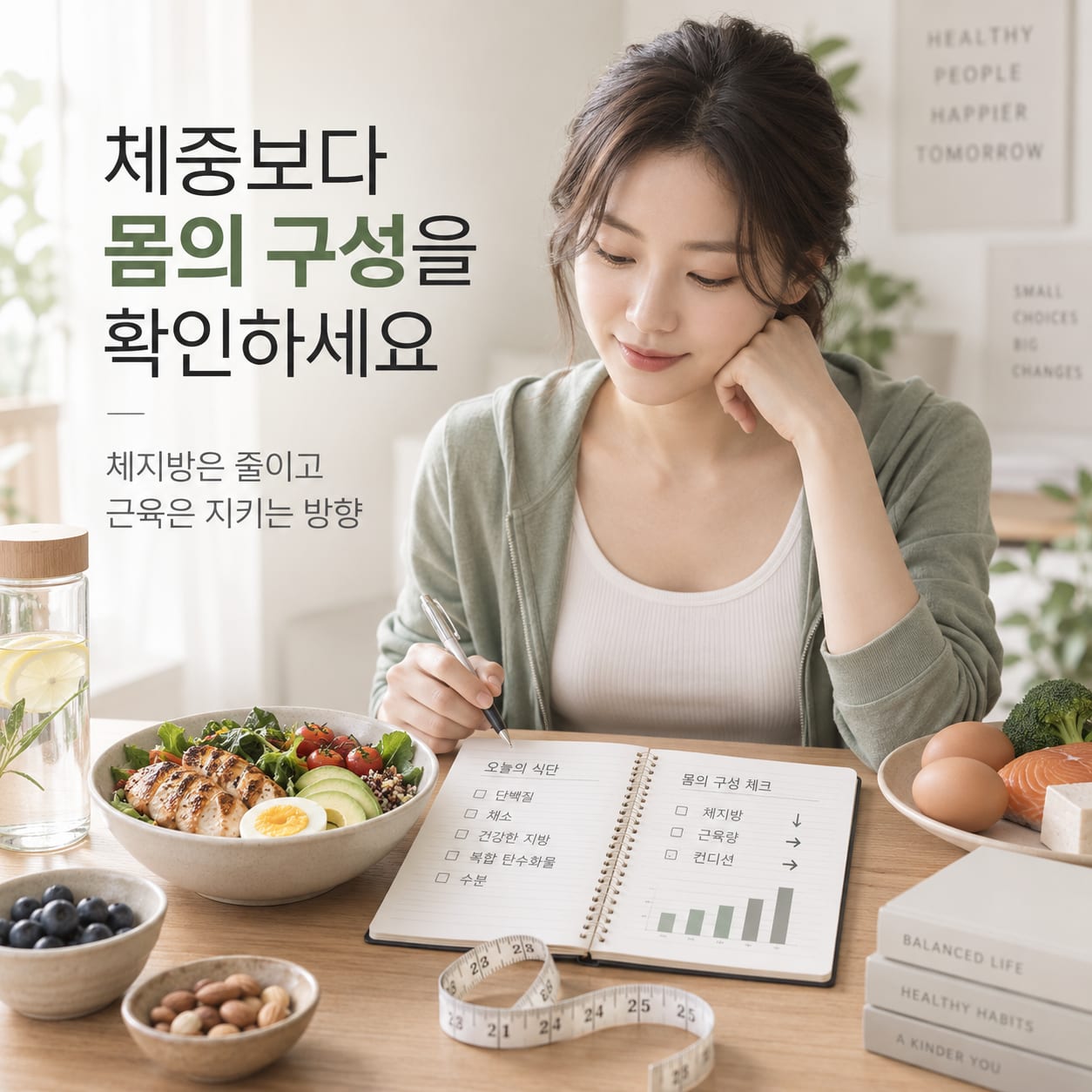 체중보다 몸의 구성을 확인하세요 — 체지방은 줄이고 근육은 지키는 방향. 단백질 위주 식단과 몸의 구성 점검 노트
